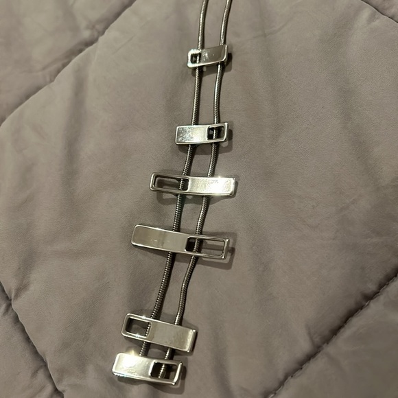 80s Vintage Slider Necklace Geometric Shapes Slide up and down on Chain 9.5 inch - Picture 2 of 6